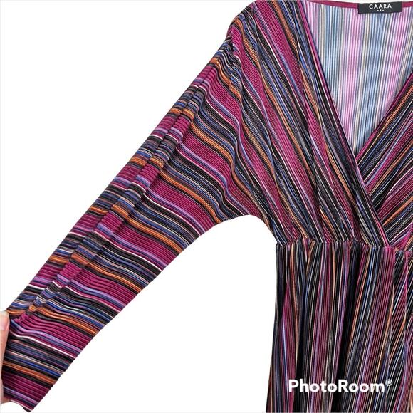 Anthropologie x CAARA Gillian Pleated Midi Burgundy Striped Dress Small New - Picture 4 of 11